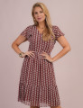 Vestido Midi Com Bordado Marrom