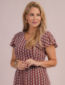 Vestido Midi Com Bordado Marrom