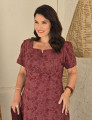 Vestido Midi Com bordado Vinho