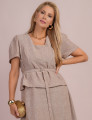 Vestido Midi Decote Princesa Marrom