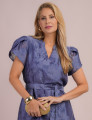 Vestido Midi Com Cinto Azul
