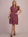 Vestido Midi Com Cinto Vinho
