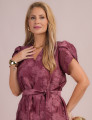 Vestido Midi Com Cinto Vinho