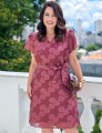 Vestido Midi Com Cinto Vinho