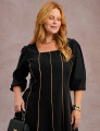 Vestido Midi Com Vivo Preto