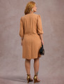 Vestido Midi Com Vivo Bege 