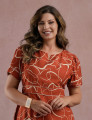 Vestido Midi Estampada Com Vivo Telha 