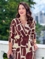 Vestido Midi Estampado Vinho