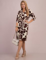 Vestido Midi Estampado Marrom