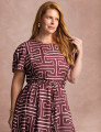 Vestido Midi Estampado Saia Rodada Vinho