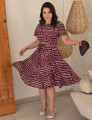 Vestido Midi Estampado Saia Rodada Vinho
