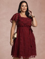 Vestido Midi Com Cinto Vinho 