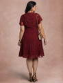Vestido Midi Com Cinto Vinho 