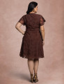 Vestido Midi Com Cinto Marrom 
