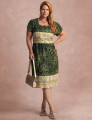 Vestido Midi Estampa Barrado Verde