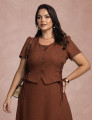 Vestido Longo Frente Com Botões Marrom 
