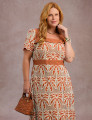 Vestido Longo Bordado Marrom 