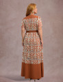 Vestido Longo Bordado Marrom 