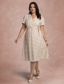 Vestido Midi Estampa Poá Bege