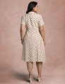 Vestido Midi Estampa Poá Bege