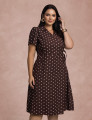 Vestido Midi Estampa Poá Marrom