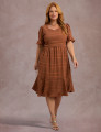 Vestido Curto Decote Princesa Marrom 