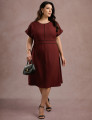 Vestido Midi Com Vivo Frente Vinho