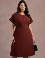 Vestido Midi Com Vivo Frente Vinho