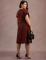 Vestido Midi Com Vivo Frente Vinho