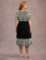 Vestido Midi Com Borbado Preto