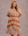 Vestido Midi Com Borbado Marrom 