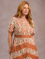 Vestido Midi Com Borbado Marrom 
