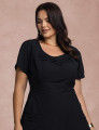 Vestido Midi Com Nervuras No Decote Preto