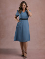 Vestido Midi Com Tirinhas Azul
