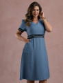 Vestido Midi Com Tirinhas Azul