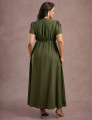 Vestido Longo Com Pesponto Musgo