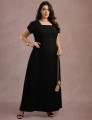 Vestido longo Cruzado Na Blusa Preto