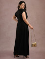 Vestido longo Cruzado Na Blusa Preto