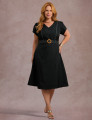 Vestido Mid Com Pesponto Preto