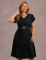Vestido Mid Com Pesponto Preto