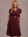 Vestido Mid Com Pesponto Vinho 