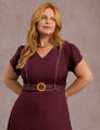 Vestido Mid Com Pesponto Vinho 