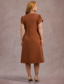 Vestido Mid Com Pesponto Marrom