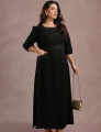 Vestido Longo Com Pesponto Preto
