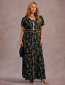 Vestido Longo Estampado Preto
