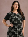 Vestido Midi Linho Com Bordado Preto
