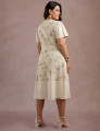 Vestido Midi Linho Com Bordado Bege 