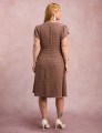 Vestido MidI Xadrez Com Ponteiras Marrom