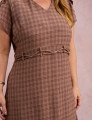 Vestido MidI Xadrez Com Ponteiras Marrom