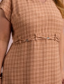 Vestido MidI Xadrez Com Ponteiras Marrom
